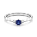 Gullring i hvitt gull 14kt med safir og diamanter 0.05 ct TW-Si - coc5000547sh