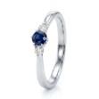 Gullring i hvitt gull 14kt med safir og diamanter 0.05 ct TW-Si - coc5000547sh