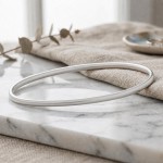 Armbånd gull. Classic armring rund profil, hvitt gull 14 kt, 3 mm - 02HV3065