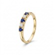 Diamantring i gull 14kt med safir og 0,013 ct W-Si - coc00374