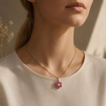 Diamantsmykke med 0,03ct W-Si & rubin - Bur320573gr
