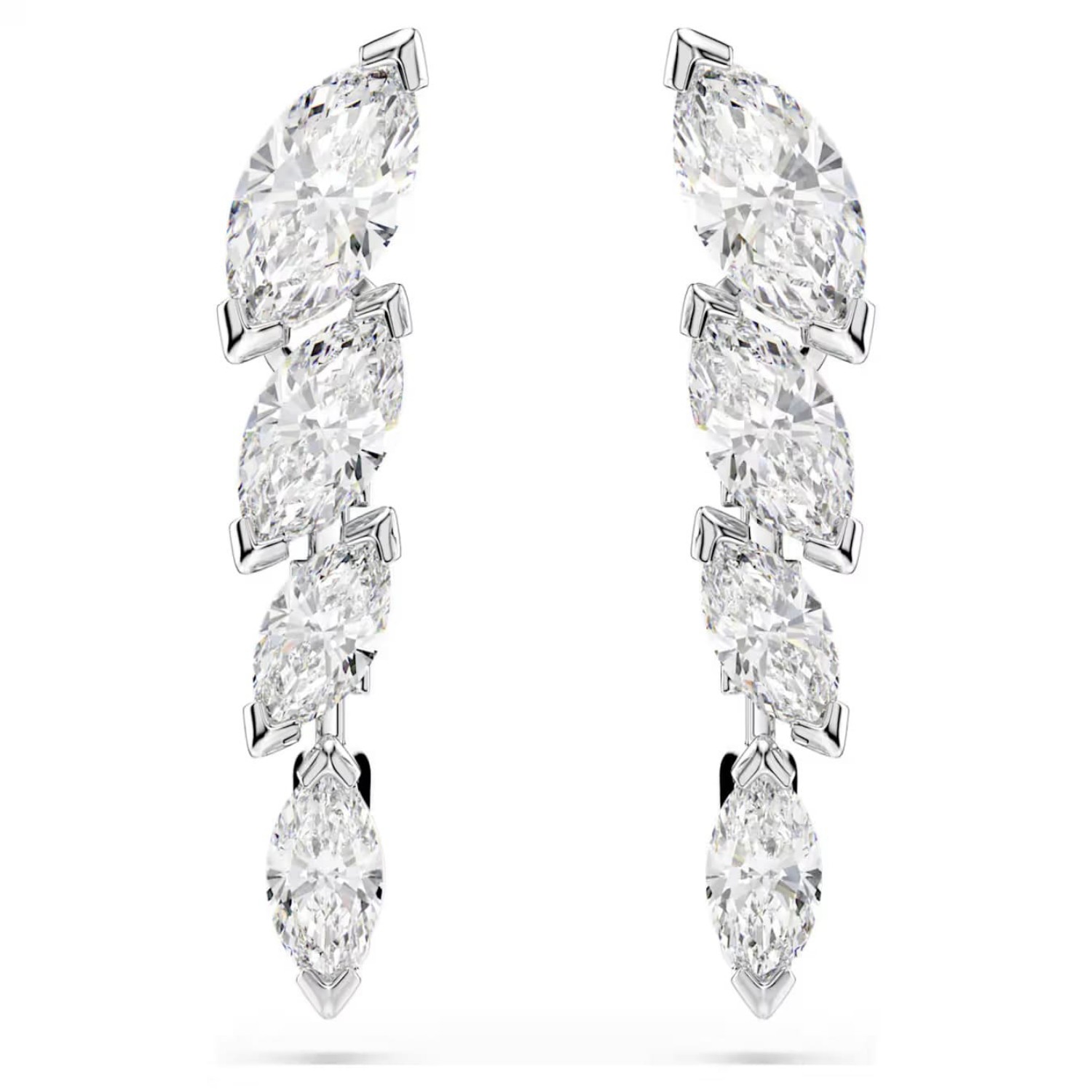 Swarovski Mesmera earrings Marquise cut, White, Rhodium plated - 5748007