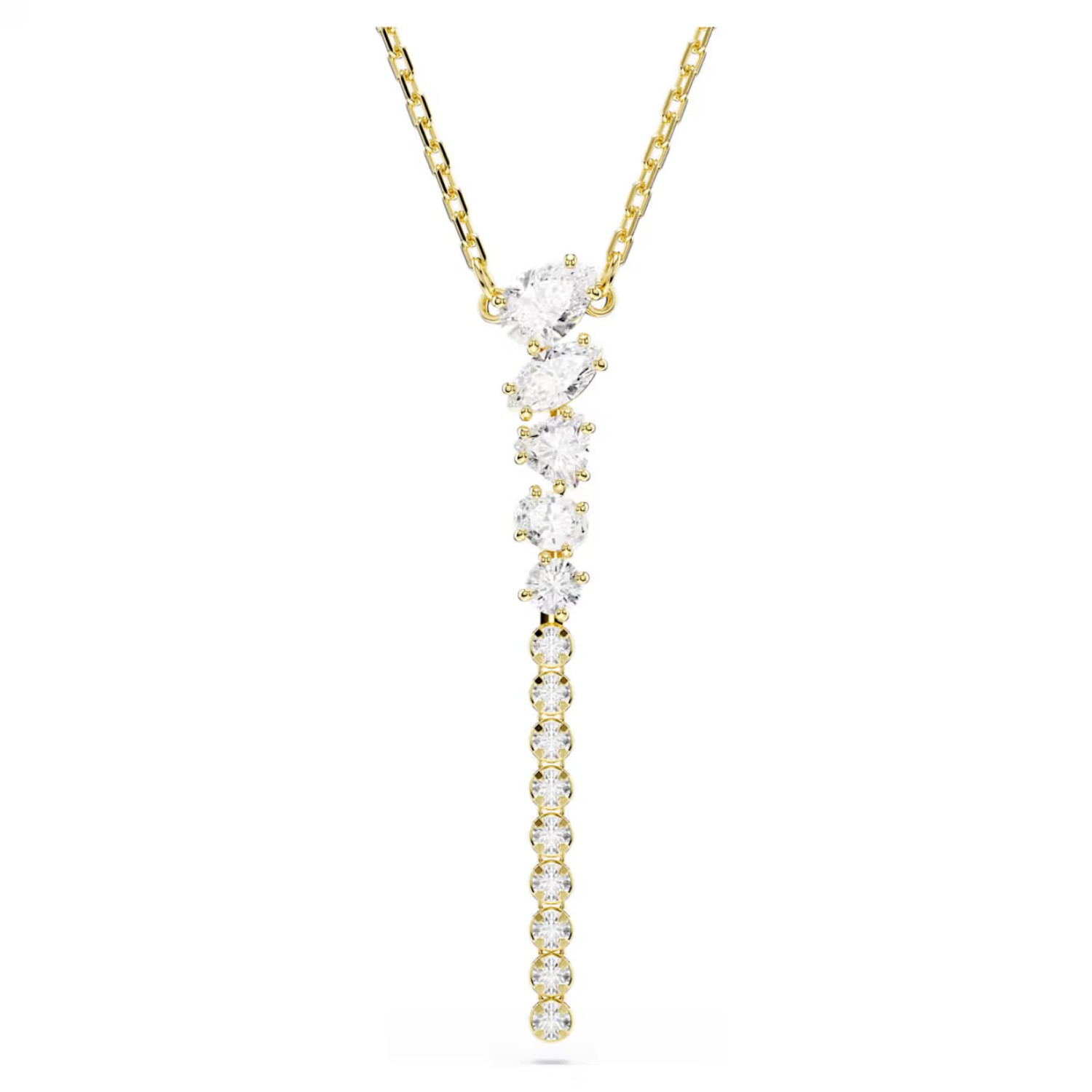 Swarovski smykke Mesmera Y necklace Mixed cuts, White, 18K gold finish - 5747997