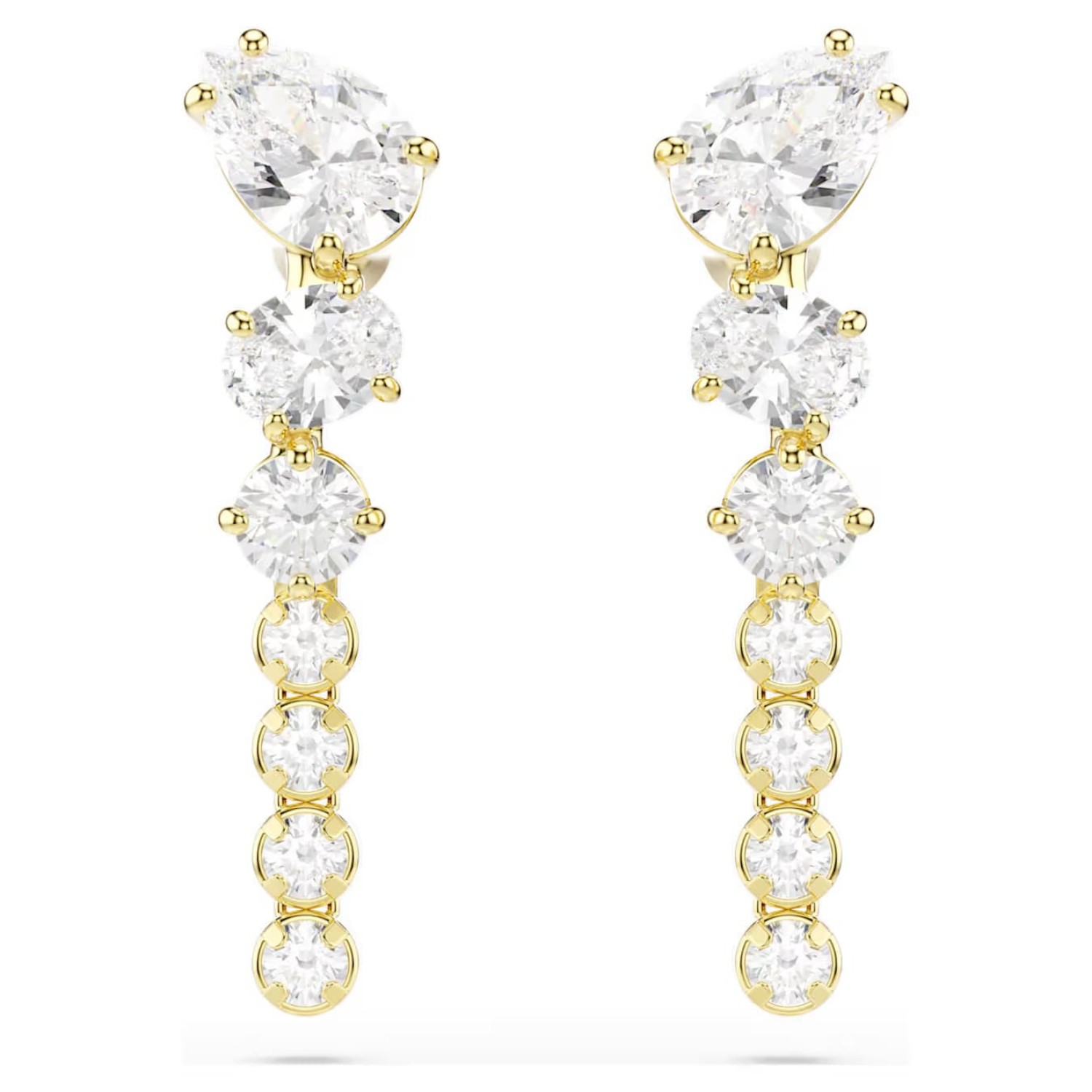 Swarovski øredobber Mesmera drop earrings Mixed cuts, White, 18K gold finish - 5747936