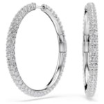 Swarovski øredobber Dextera hoop earrings Round cut, White, Rhodium plated - 5754156
