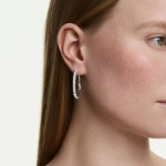Swarovski øredobber Dextera hoop earrings Round cut, White, Rhodium plated - 5754156