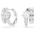 Swarovski øredobber Matrix hoop earrings Round cut, White, Rhodium plated - 5753572