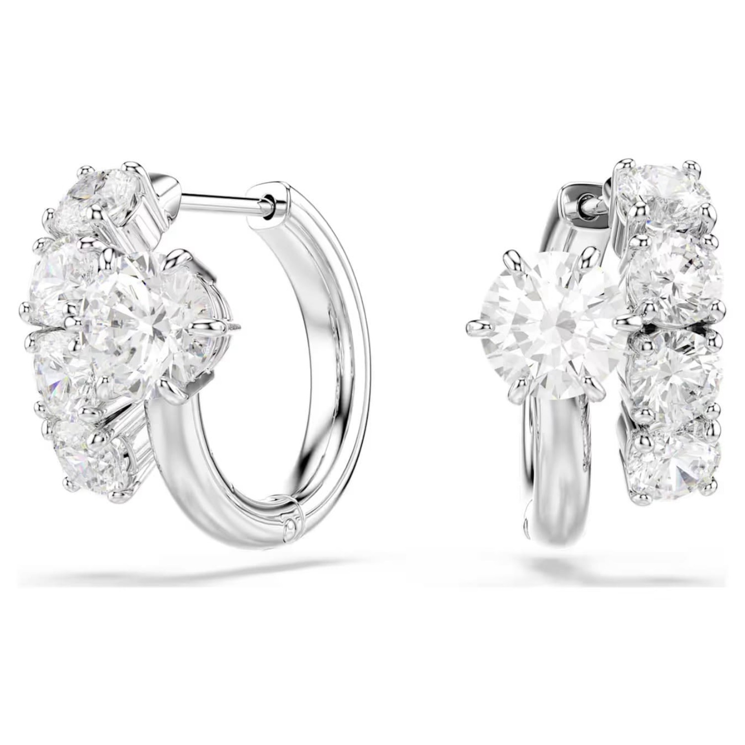 Swarovski øredobber Matrix hoop earrings Round cut, White, Rhodium plated - 5753572