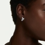 Swarovski øredobber Matrix hoop earrings Round cut, White, Rhodium plated - 5753572