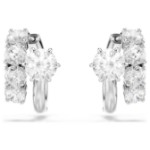 Swarovski øredobber Matrix hoop earrings Round cut, White, Rhodium plated - 5753572