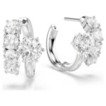 Swarovski øredobber Matrix hoop earrings Round cut, White, Rhodium plated - 5753572