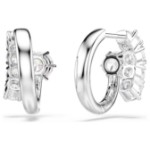 Swarovski øredobber Matrix hoop earrings Round cut, White, Rhodium plated - 5753572
