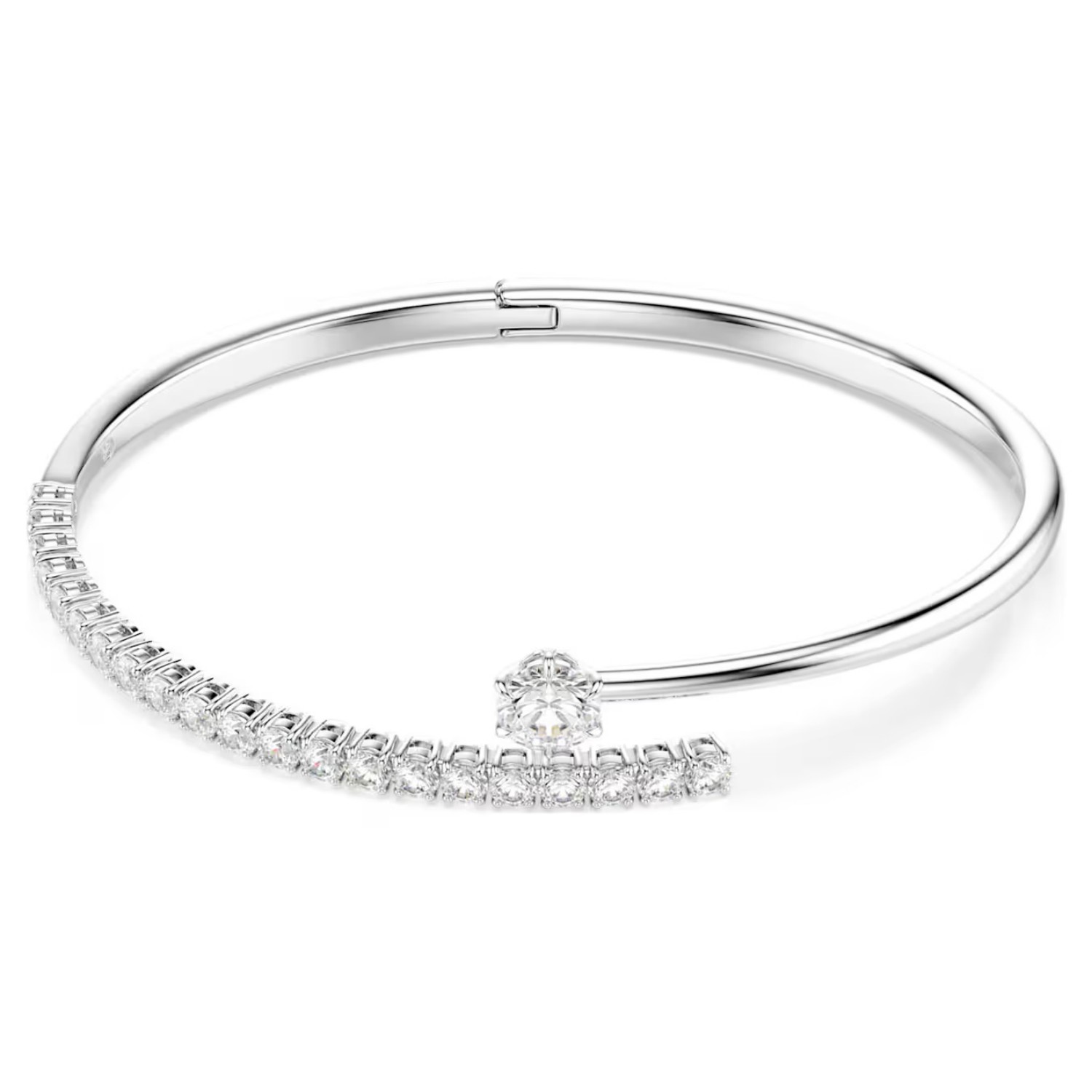 Swarovski armbånd Matrix bangle Round cut, White, Rhodium plated - 5753571