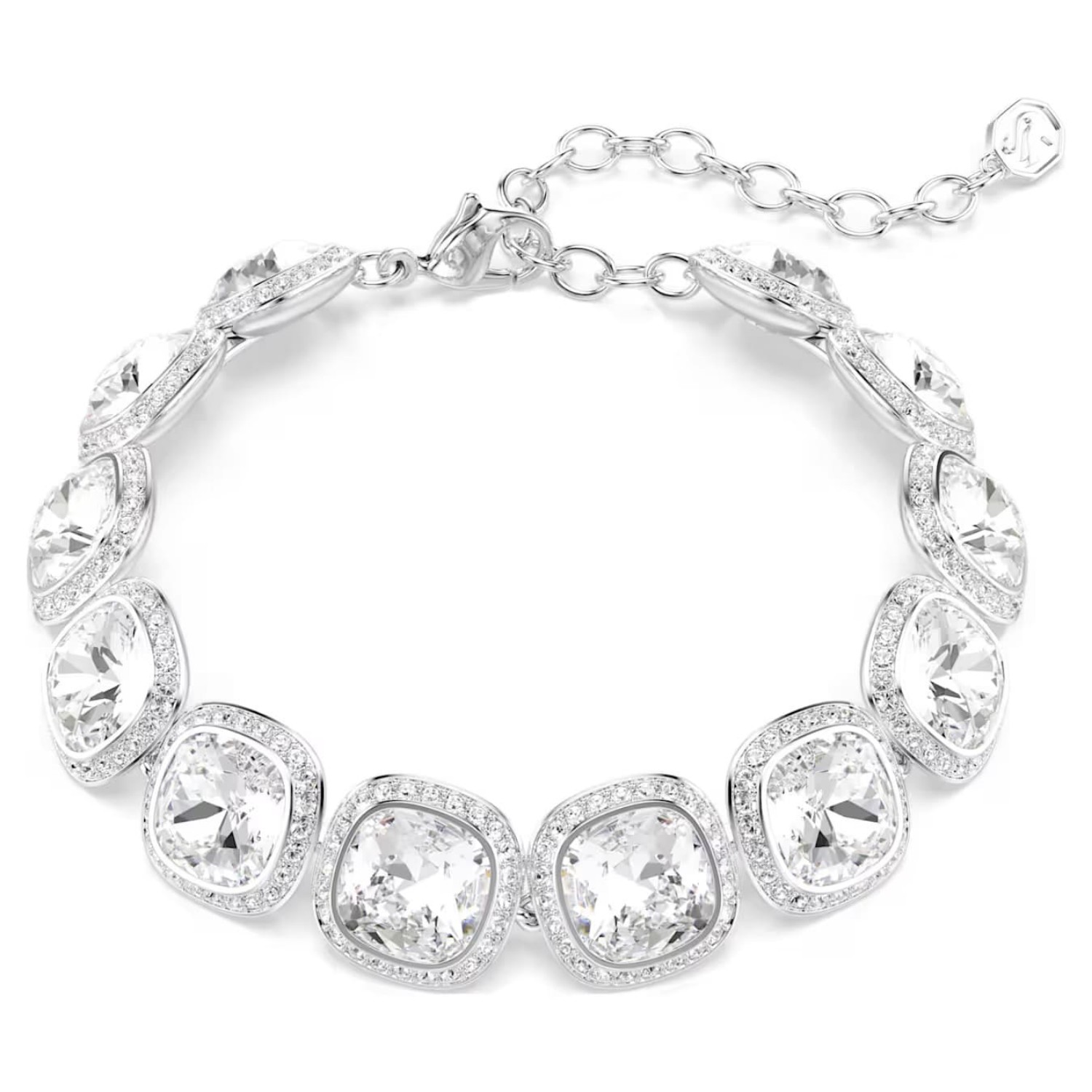 Swarovski armbånd Una Angelic bracelet Cushion cut, White, Rhodium plated - 5751558