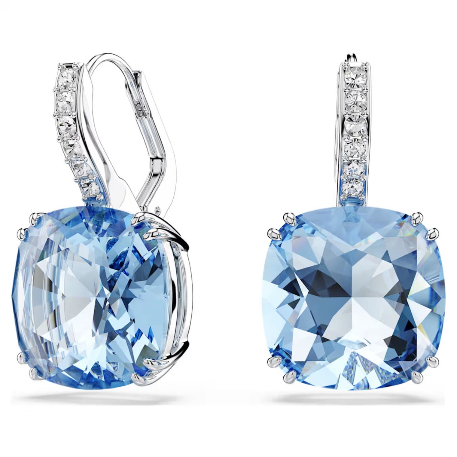 Swarovski øredobber Millenia drop earrings Cushion cut, Blue, Rhodium plated - 5756150
