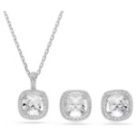 Swarovski smykkesett Una Angelic set Cushion cut, White, Rhodium plated -  5754343