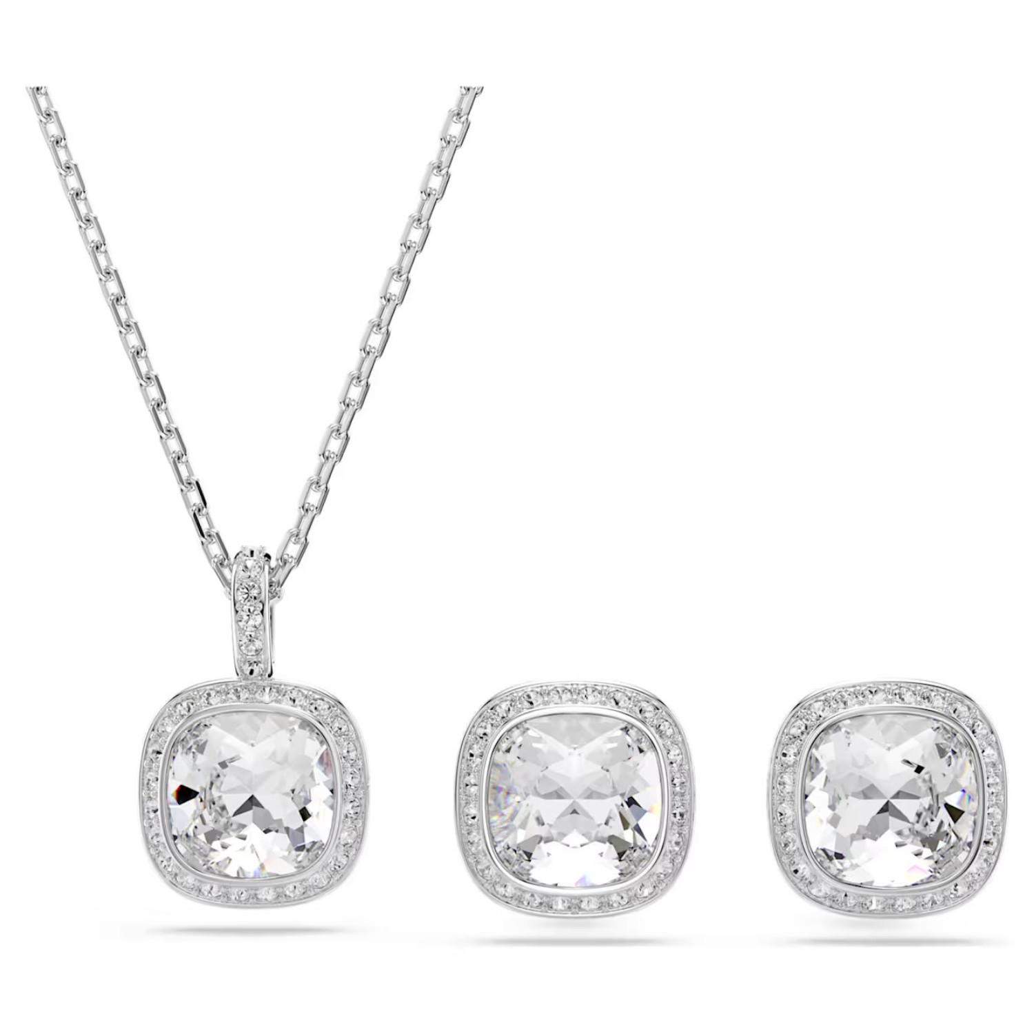 Swarovski smykkesett Una Angelic set Cushion cut, White, Rhodium plated -  5754343