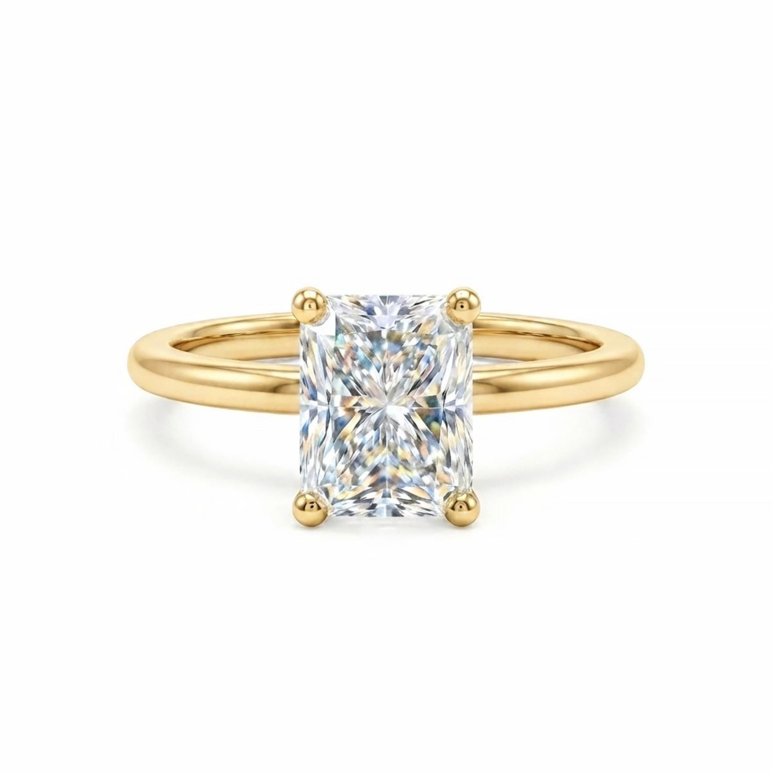 Forlovelsesring med Lab Grown Radiant diamant 2,04 carat River (D)VVS2 i gult gull 14kt - HR0725gg