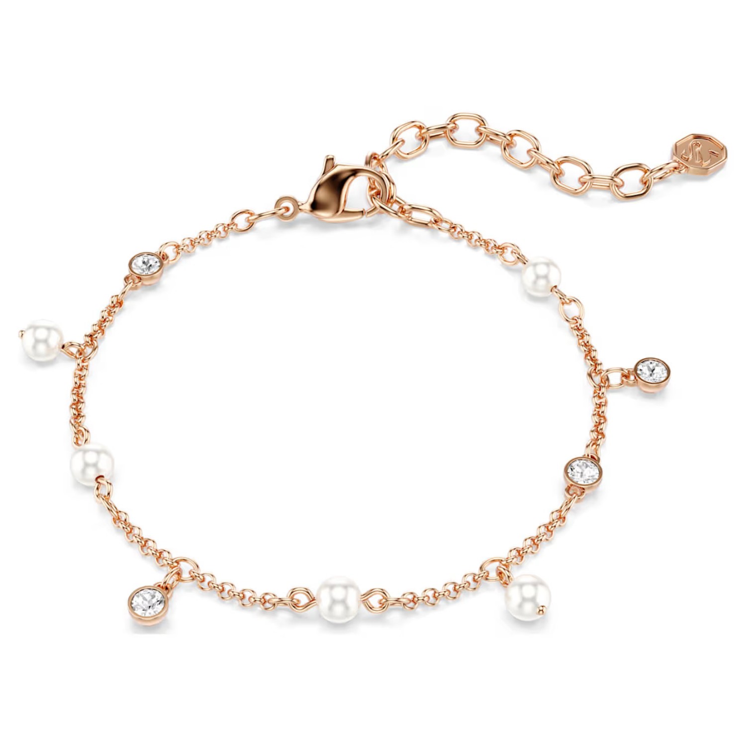 Swarovski armbånd Imber bracelet Crystal pearl, Round cut, White, 18K rose gold finish - 5754243