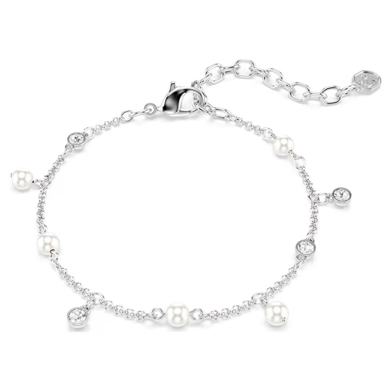 Swarovski armbånd Imber bracelet Crystal pearl, Round cut, White, Rhodium plated - 5754242