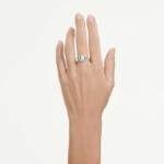 Swarovski Una Angelic halo ring Cushion cut, White, Rhodium plated - 5758471
