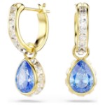 Swarovski øredobber Chroma drop earrings Pear cut, Blue, 18K gold finish - 5757815