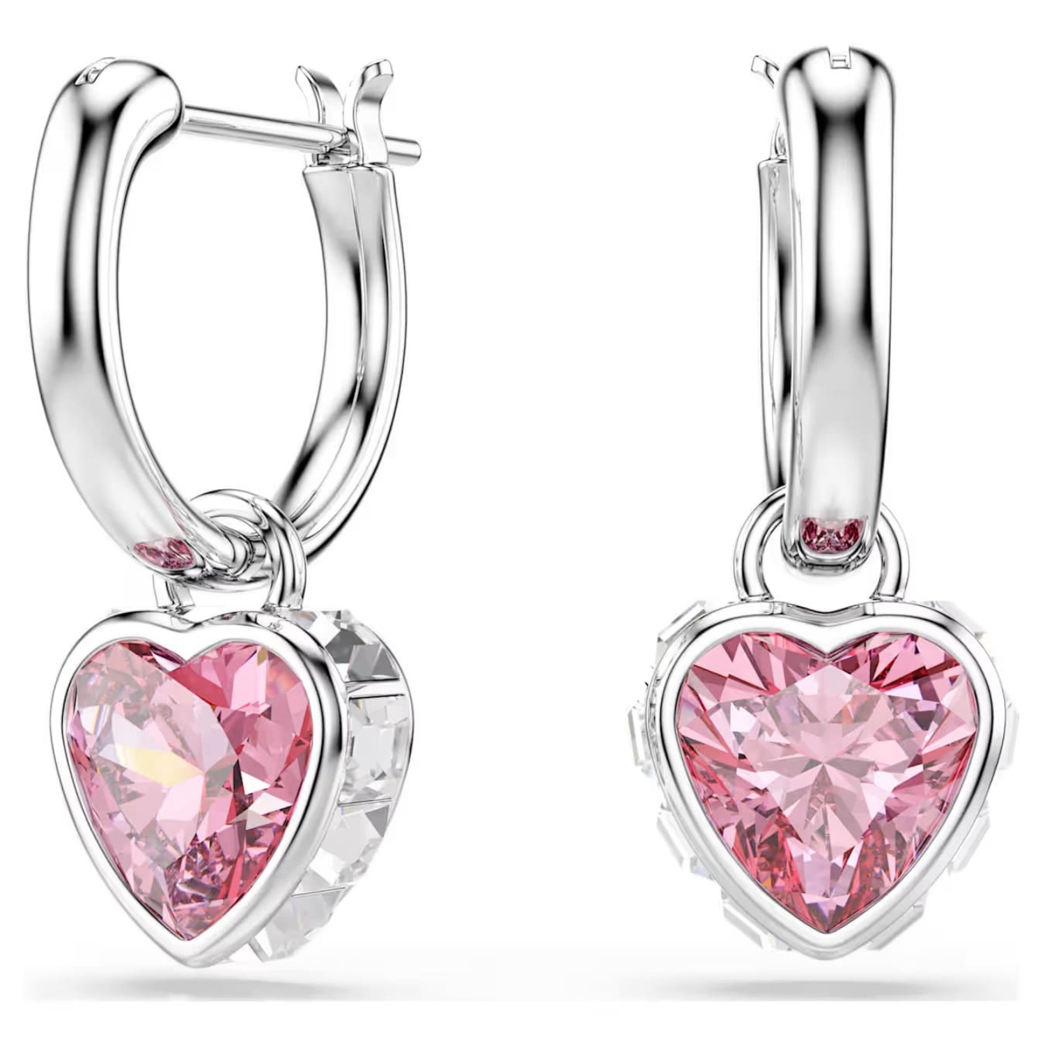 Swarovski øredobber Chroma drop earrings Heart, Pink, Rhodium plated - 5757814
