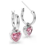 Swarovski øredobber Chroma drop earrings Heart, Pink, Rhodium plated - 5757814