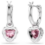 Swarovski øredobber Chroma drop earrings Heart, Pink, Rhodium plated - 5757814