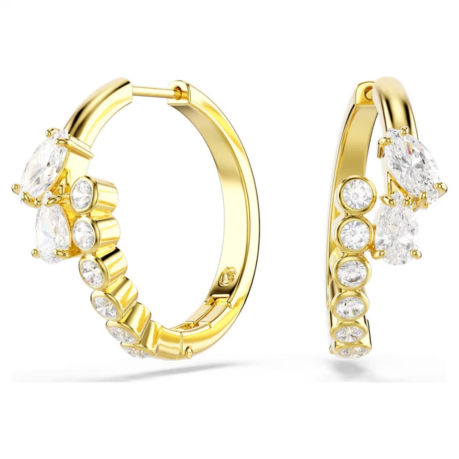 Swarovski øredobber Mesmera hoop earrings Mixed cuts, White, 18K gold finish - 5761975