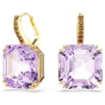 Swarovski øredobber Millenia drop earrings Square cut, Purple, 18K gold finish - 5759990