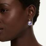 Swarovski øredobber Millenia drop earrings Square cut, Purple, 18K gold finish - 5759990