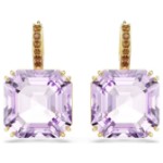 Swarovski øredobber Millenia drop earrings Square cut, Purple, 18K gold finish - 5759990