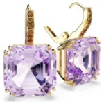 Swarovski øredobber Millenia drop earrings Square cut, Purple, 18K gold finish - 5759990
