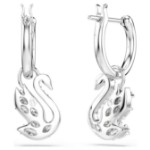 Swarovski øredobber Swan drop earrings Mixed cuts, Swan, White, Rhodium plated - 5759942