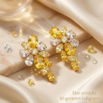 Swarovski øredobber Gema drop Mixed cuts, Flower, Yellow, Gold-tone plated - 5652802