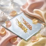 Swarovski øredobber Gema drop earrings Asymmetrical design, Mixed cuts, Pink, Gold-tone plated - 5737454