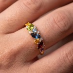 Diamantring i gull 0,04 ct W-Si med edelstener- Bur560797