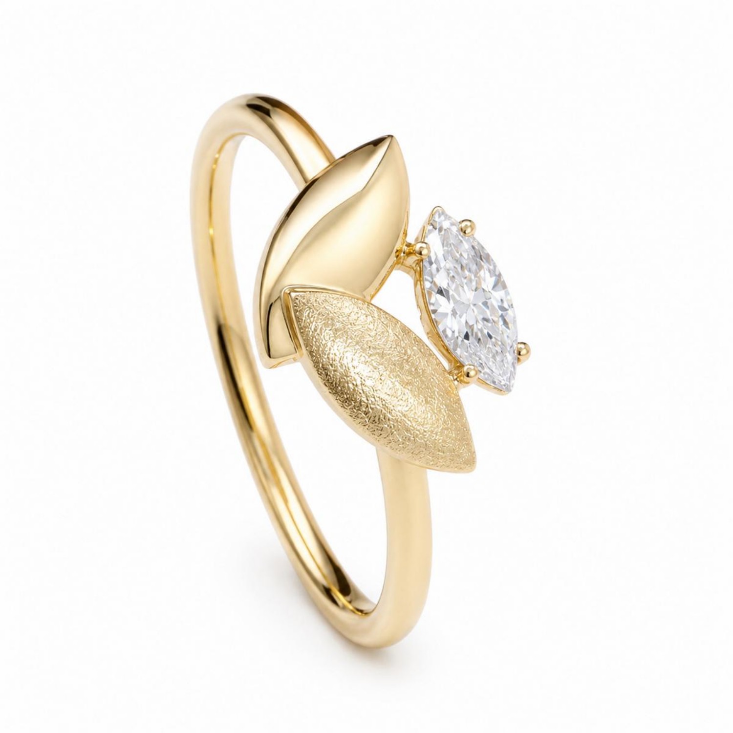 Gullring i gult gull 14kt med zirkonia - bur585885