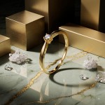 Diamantring forlovelsesring i gult gull 0,03 ct W-Si - COC00552g
