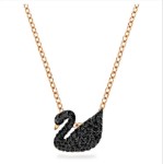 Swarovski smykke Iconic Swan pendant Swan, Black, Rose gold-tone plated - 5204134