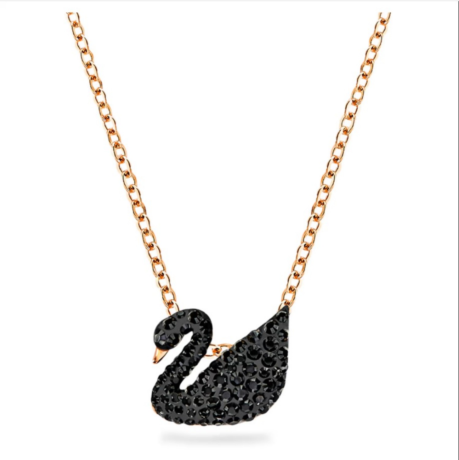 Swarovski smykke Iconic Swan pendant Swan, Black, Rose gold-tone plated - 5204134