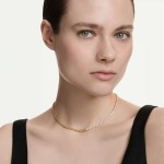 Swarovski smykke Matrix halskjede med hvite zirkonia i 18K gullfinish - 5747717