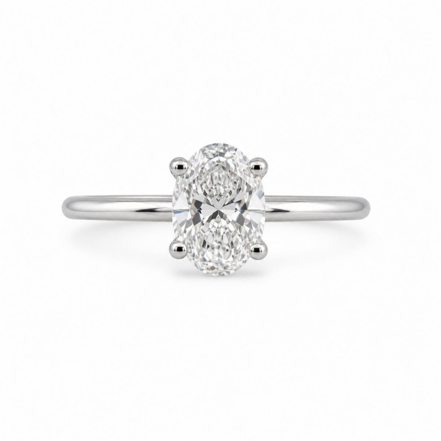 Forlovelsesring med Oval Lab Grown diamant i 1.00 ct og River (E) - VVS2 - ABR21638LGHG