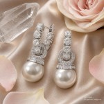 Swarovski øredobber  Matrix drop earrings Crystal pearl, Round cut, White, Rhodium plated - 5691716