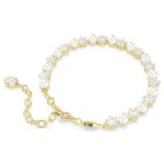 Swarovski armbånd Matrix Tennis bracelet Crystal pearl, Round cut, White, Gold-tone plated - 5742026