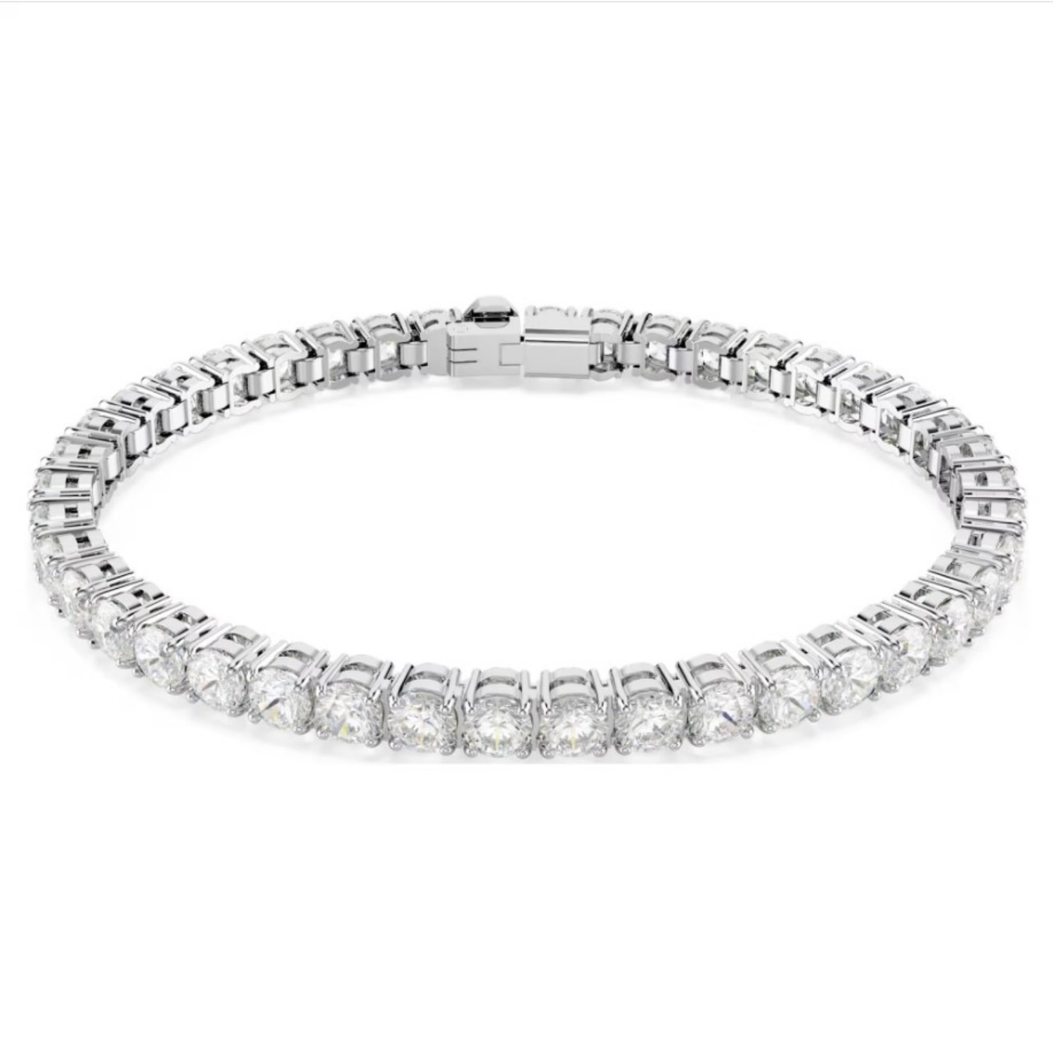 Swarovski armbånd Matrix Tennis bracelet Round cut, White, Rhodium plated - 5648937