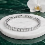 Swarovski armbånd Matrix Tennis bracelet Round cut, White, Rhodium plated - 5648937