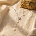 Swarovski collier Ariana Grande x Swarovski Y necklace Crystal pearl, Mixed cuts, Heart, White, Rhodium plated - 5720855