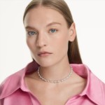 Swarovski collier Matrix Tennis necklace Crystal pearl, Round cut, White, Rhodium plated - 5689623